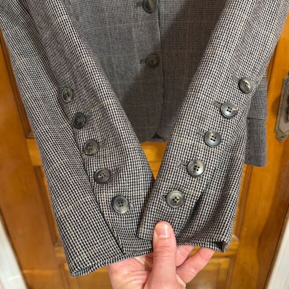 AKRIS Wool Cashmere Grey Plaid 2 Button Blazer Women’s 4 - Picture 4 of 8